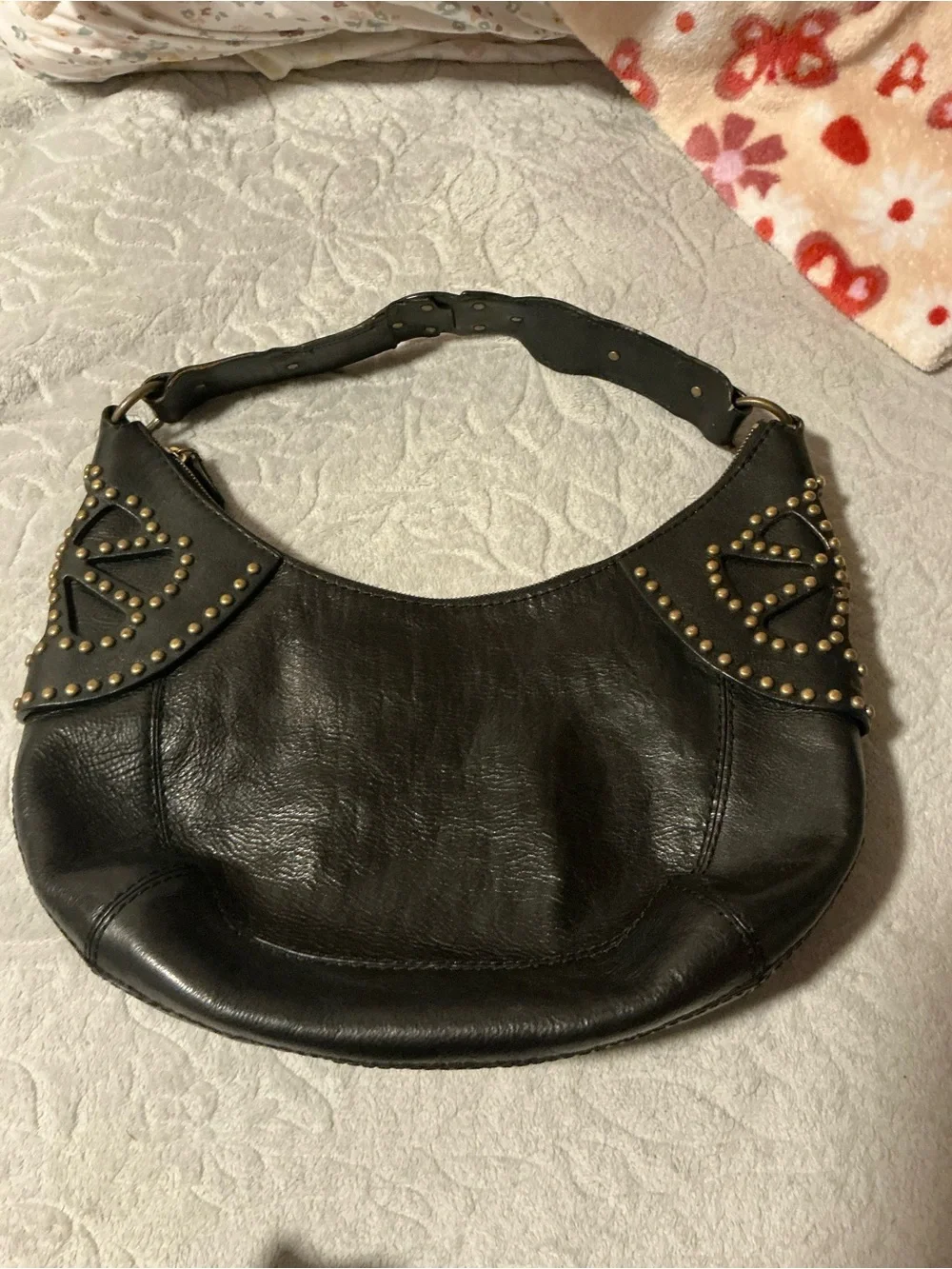 Michael Kors Black Leather Studded Shoulder Bag